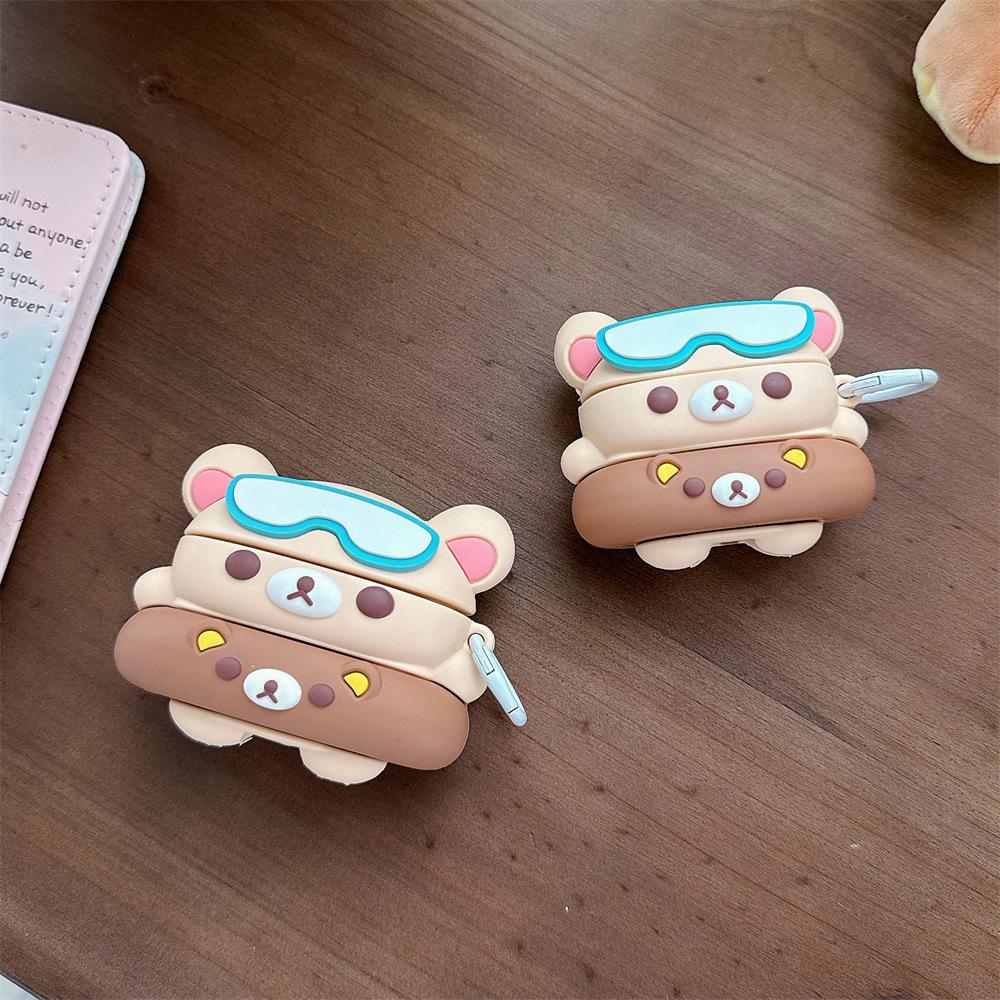 Cute Swimming Ring Bear for AirPods Pro1 Generation Protective Case 1 Generation Pro1 Generation Apple Bluetooth Headset Case