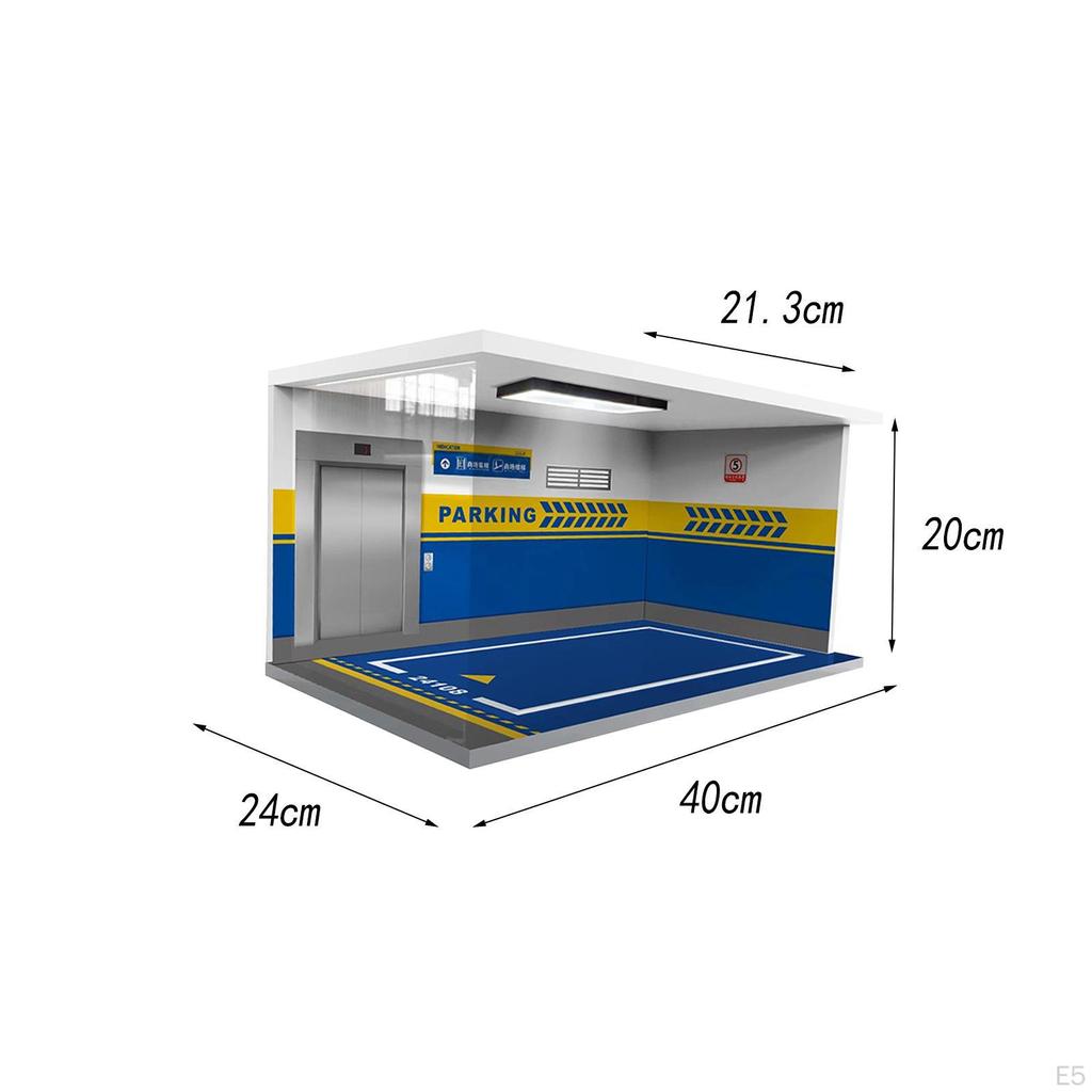 1/18 Acrylic Display Case for Diecast Cars with Illuminated Parking Scene
