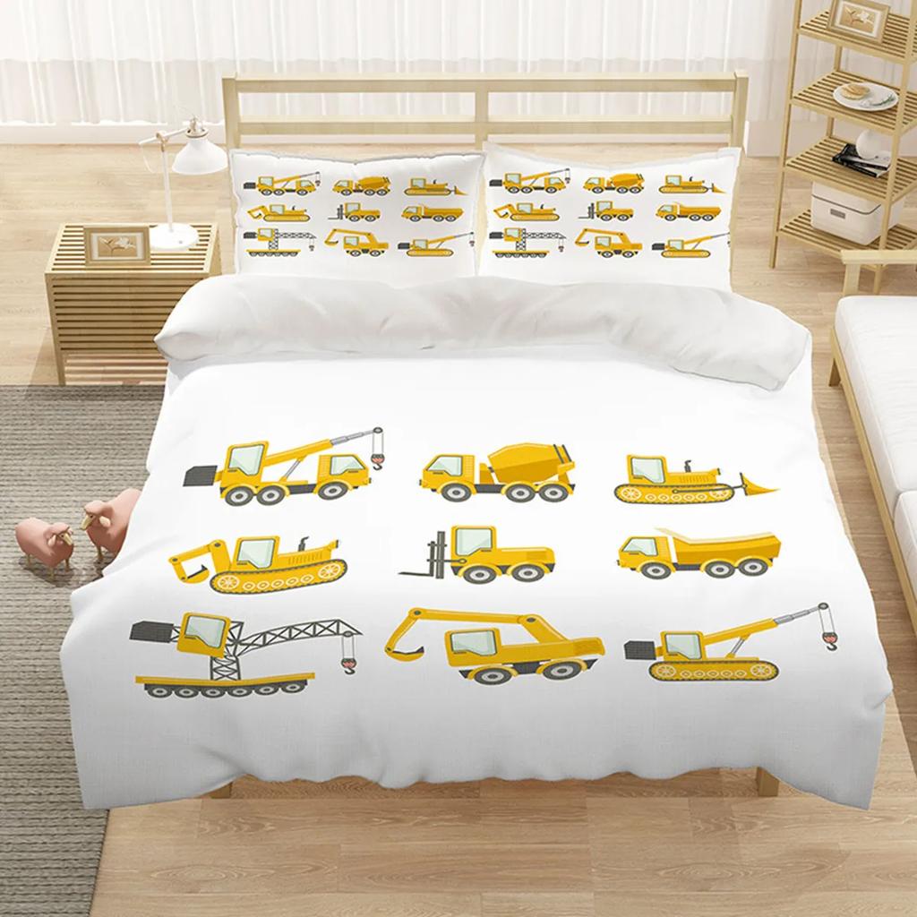 Carton Car Cover Toy Truck Bus Soft Duvet Cover Excavator Children Young Boys Young Girls Gifts Trafic Light Smal Animals Drive Bedrom Decor