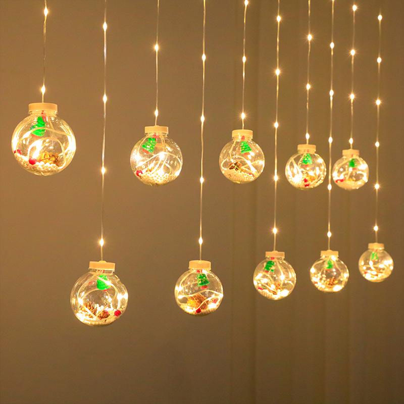 LED Christmas Wish Ball Curtain Lights - Snowman & Tree Festival Decor