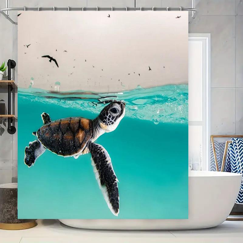 

Beach Life Aqua Turtle Shower Curtain Waterproof Fabric for Bathroom Decor 90x180cm
