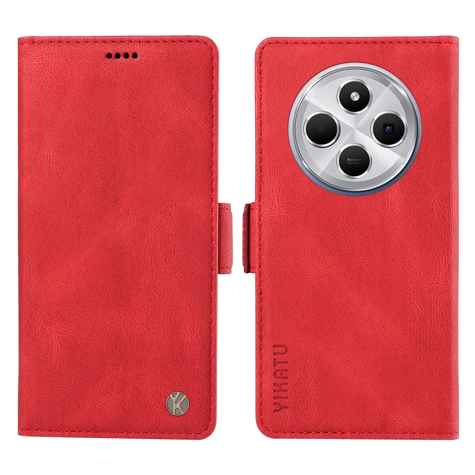 

YIKATU YK-005 For Xiaomi Poco C75 4G/Redmi 14R 5G/14C 4G Case PU Leather Wallet Phone Cover Skin Touch Feeling Red