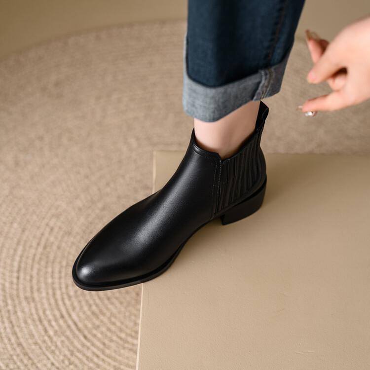 Fashion NEW Autumn Winter Genuine Leather Women Boot Fashion Short Boots Round Toe Chunky Shoes for Women Botas De Mujer Chelsea Boots