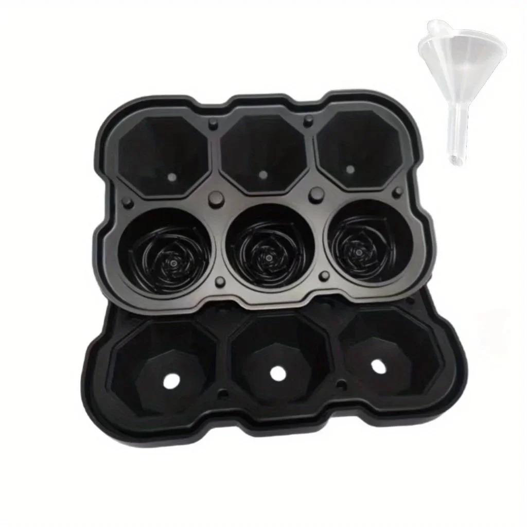 1pc Diamond & Rose Shaped Ice Cube Mould Modern Silicone Ice Cube Maker Tray For Bar Office