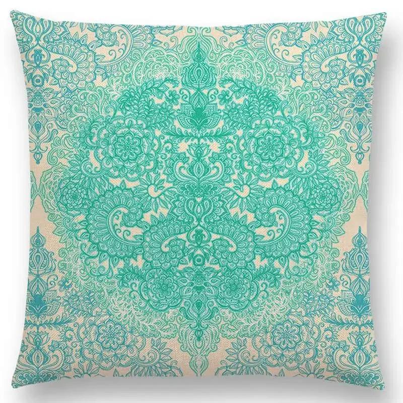 New Boho Art Flower Gorgeous Floral Diamond Doodle Botanical Geometry Mandala Decorative Pattern Cushion Cover Throw Pillow Case