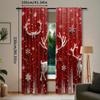2pcs Reindeer Christmas Curtains - Festive Red & White Snowflake Design   Rod Pocket Window Treatment for Bedroom   Living Room   K