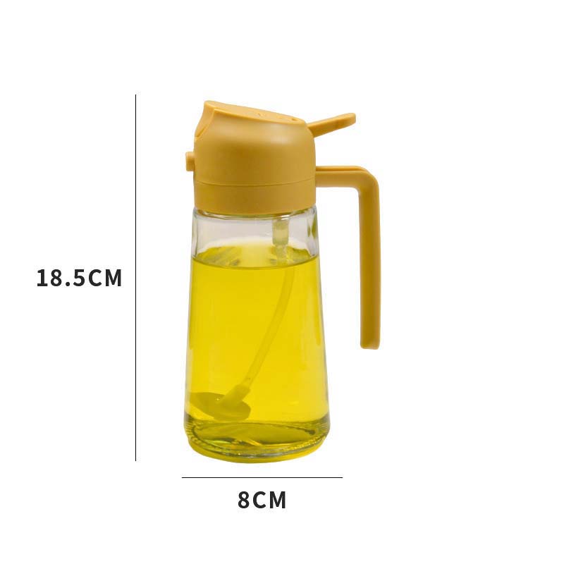 2in1 470ml/600ml Oil Sprayer Glass Bottle For Cooking Anti-Leakage Olive Oil Storage Bottle For BBQ Air Fryer Kitchen Tool