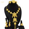 24K Gold Plated Arab Women's Bridal Necklace Earrings Ring Bracelet Jewelry Indian Women's Jewelry Set 2026