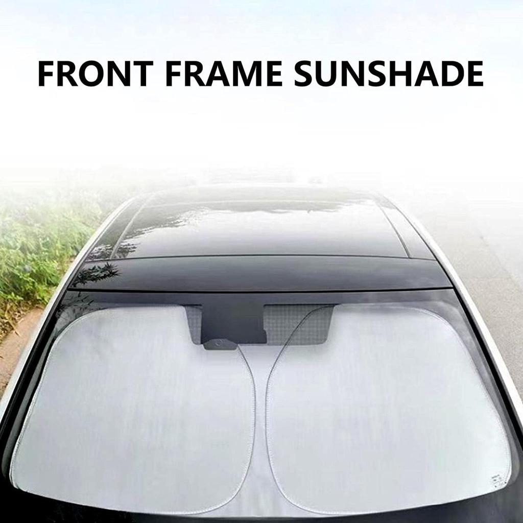 Portable Car Sunshade Summer Windshield Sunshade, Heat Insulation, Sun Protection, Foldable Double Ring Design, Universal for Cars and Suvs