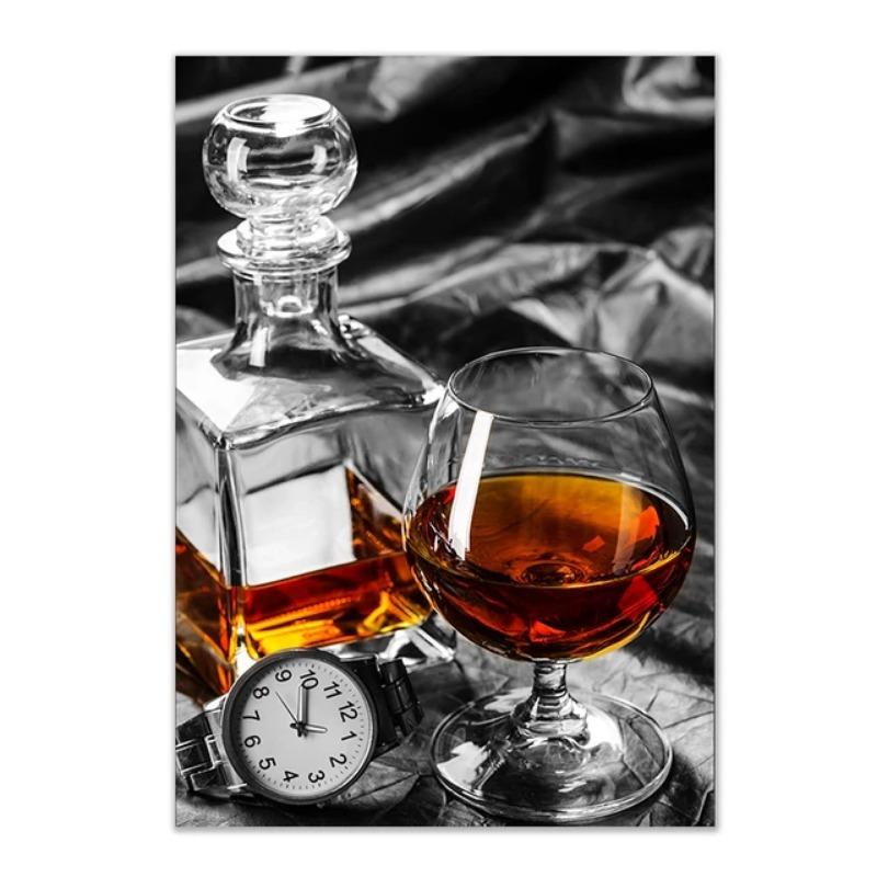 Vintage Wine Bottle and Glass Canvas Painting Posters and Prints Wall Art Picture Living Room Home Office Kitchen Decor Cuadros