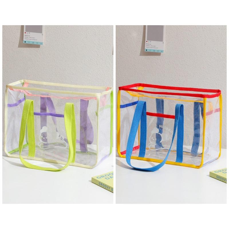 Summer Fashion Tote Bag Large Clear PVC Cartoon Handbag Jelly Transparent Beach Purse for Women Cute Shower Shoulder Bag for Bath