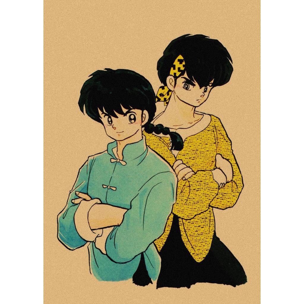 Ranma 1/2 Retro Anime Plakát - Kraftový Papír Nástěnné Umění pro Dekoraci Baru nebo Kavárny