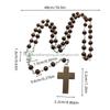 Cheap 6*7mm  Dark Brown Rosary Virgin Mary Rosaries Wooden Beads Religious Catholic Necklace Blank Cross Pendant in Stock