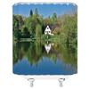 Natural Scenery Waterfall Shower Curtain Plant Lake River Landscape Bath Decor Bathroom Waterproof Polyester Cloth Curtain