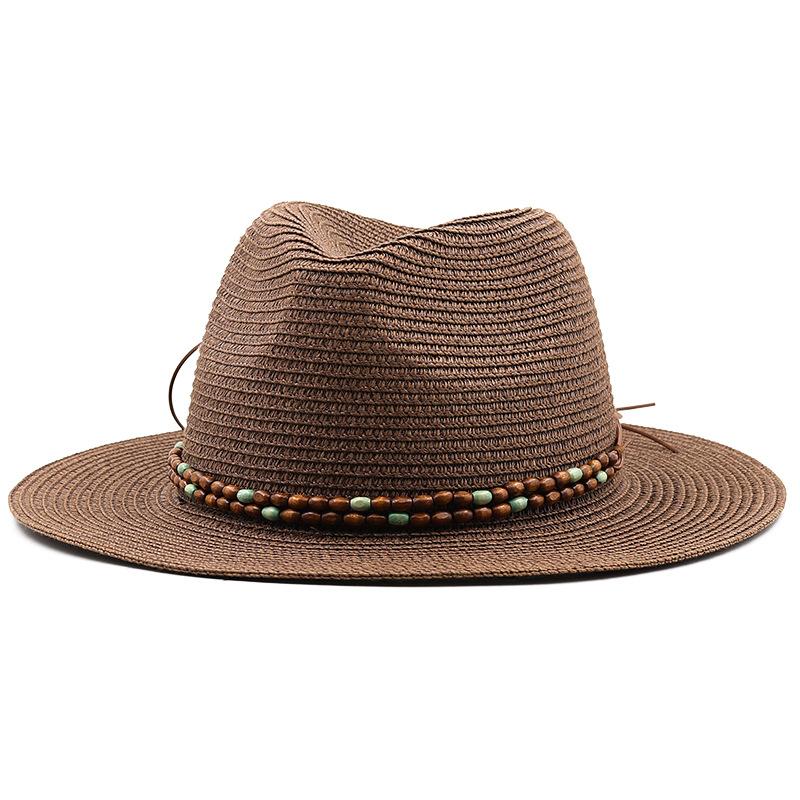 European and American straw woven fashion western cowboy hat summer seaside beach sun protection sunshade big brim straw hat women