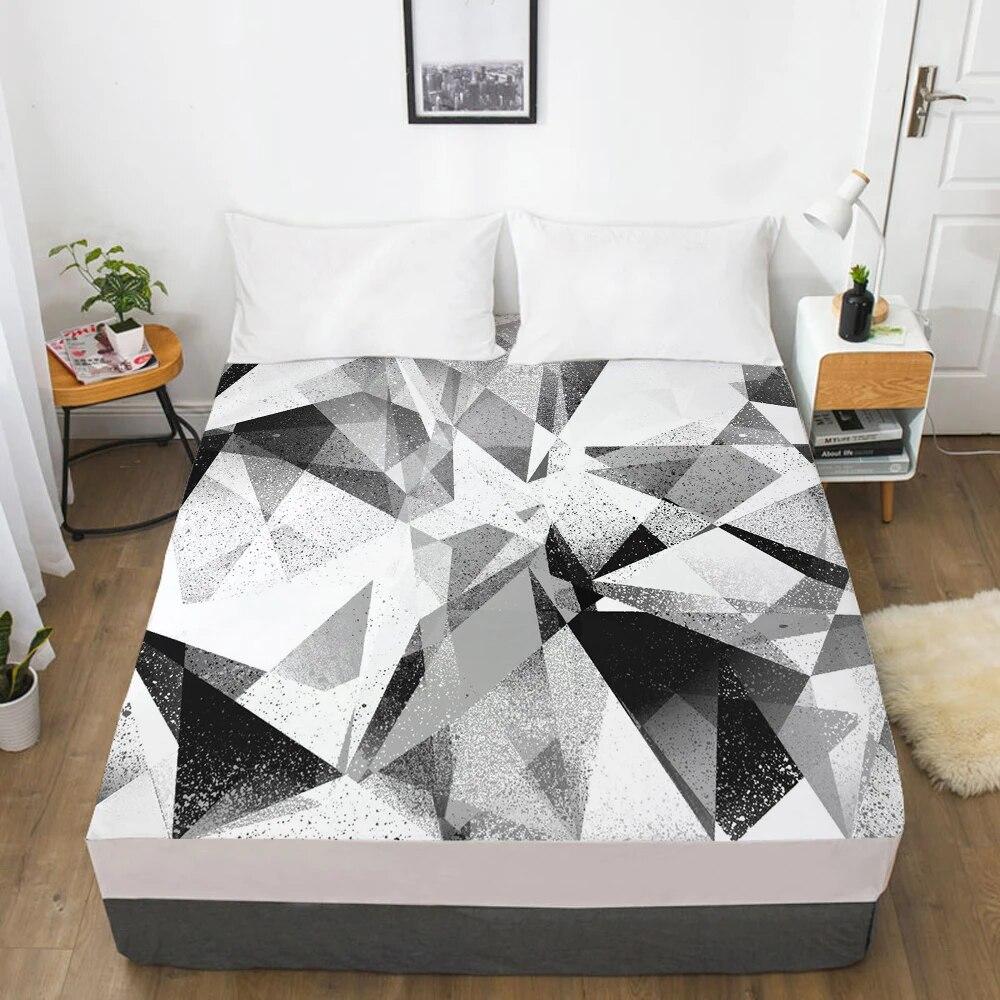 Mattress Cover Fitted Sheet With Elastic Band Bed Sheets Bedding Linens Queen King Size Bedsheet 160X200CM Nordic Gray Marble