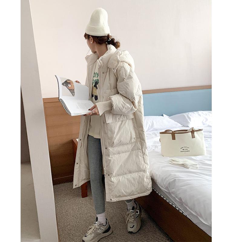Hooded Women's Loose Hooded Over-the-knee with Down Winter Coat