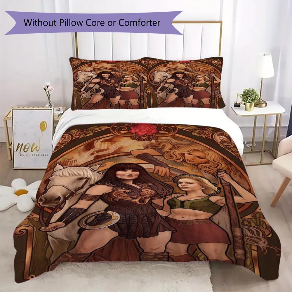 Xena Warrior Pattern Bedding uilt Set uilt Cover Pillowcase Home Decoration Birthday Gift (1 * duvet cover + 2 * pillowcase without core)252
