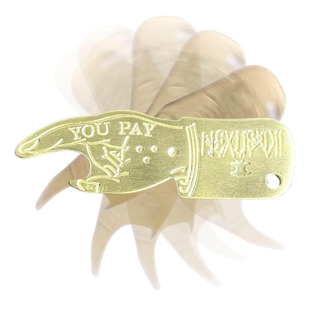 Dea Bona Brass YOU PAY Keychain Keyring Bottle American Casual YOU PAY Opener, Style, Opener, Spinner, Roulette,