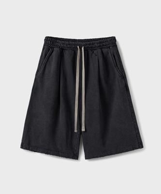 Beulaendideu Bermuda One Tuck Sweat Shorts [Dyed Black]