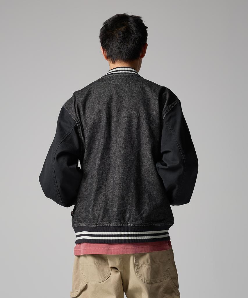 Dickies Wave Logo Denim Bomber Jacket Black Denim