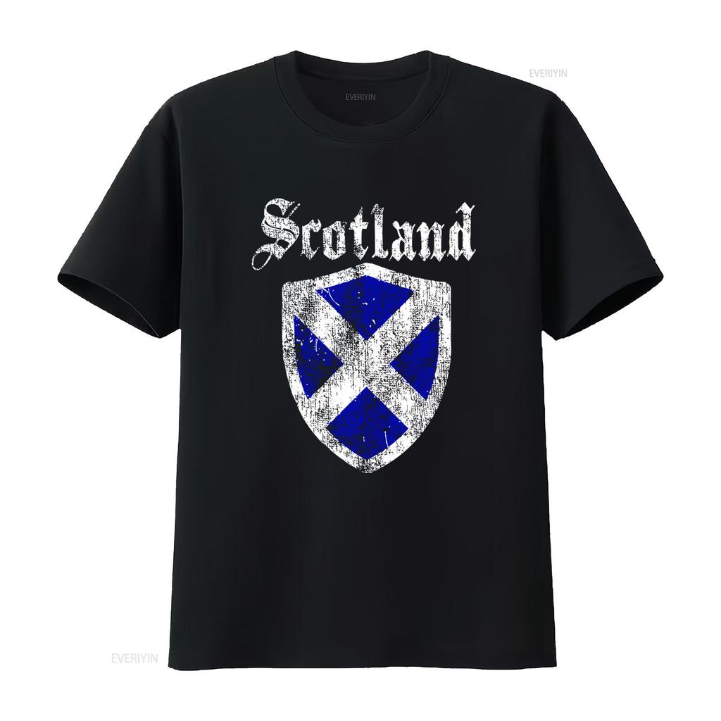 Vintage Scotland Scottish Flag Shield Design T Shirt Top for Rugby Enthusiasts vintage Washed homme Versatile designer clothes