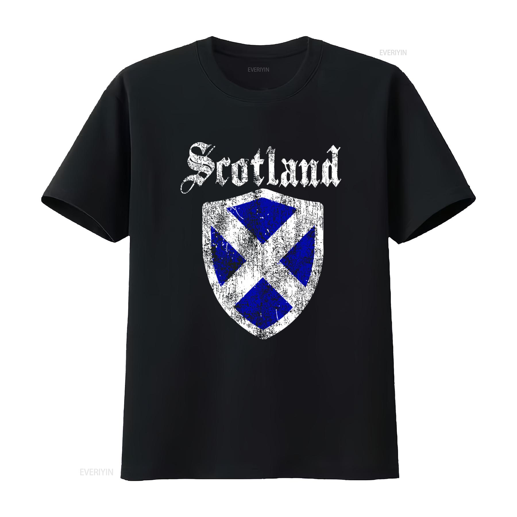 

Vintage Scotland Scottish Flag Shield Design T Shirt Top for Rugby Enthusiasts vintage Washed homme Versatile designer clothes 4XL