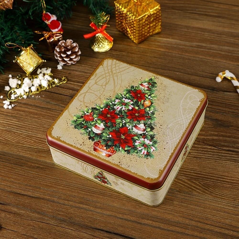 Cute Cartoon Christmas Gift Box Tinplate Party Supplies Christmas Candy Box Christmas Decoration Square Candy Storage Containers