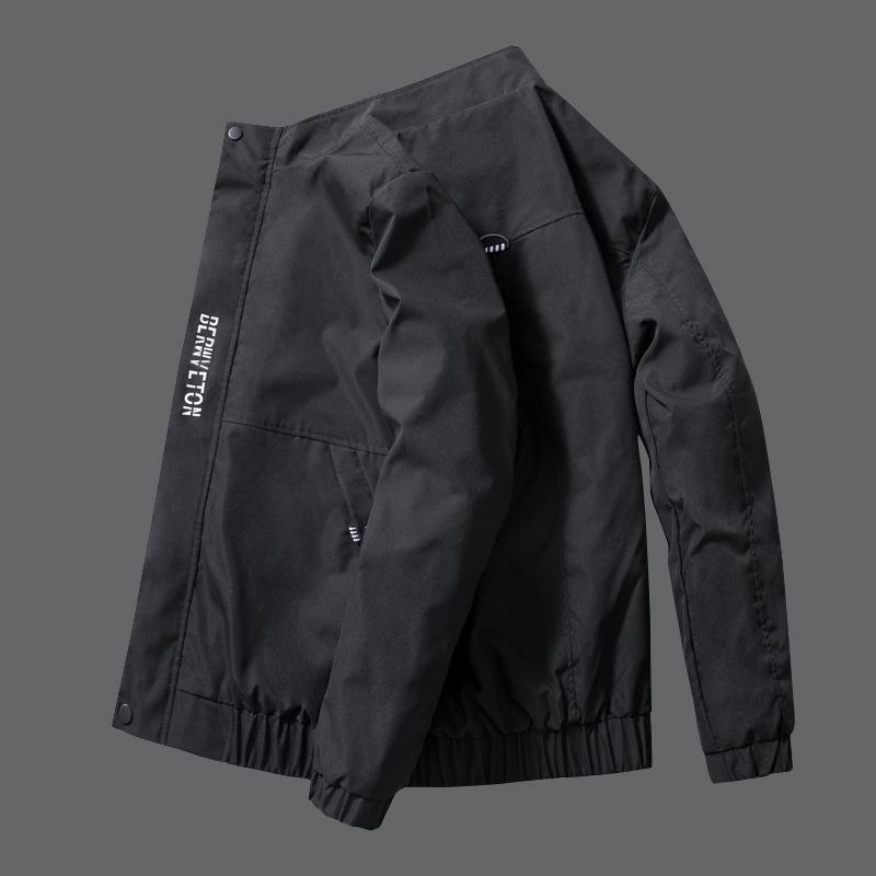 Осень и зима Новая мужская мода повседневная куртка с воротником-стойкой и длинными рукавами Куртка подростковая популярная корейская версия Tide M чёрный