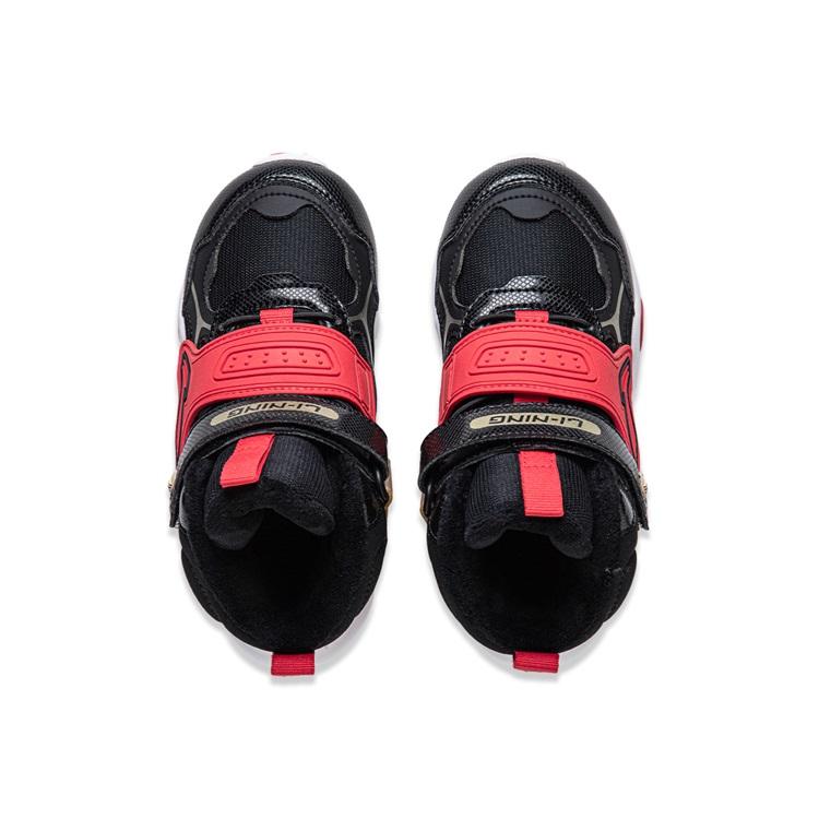 Li Ning Kids Sports Comfortable Non-Slip Wear-Resistant Casual Shoes Kids Casual Shoes Black Red YKNT150-9