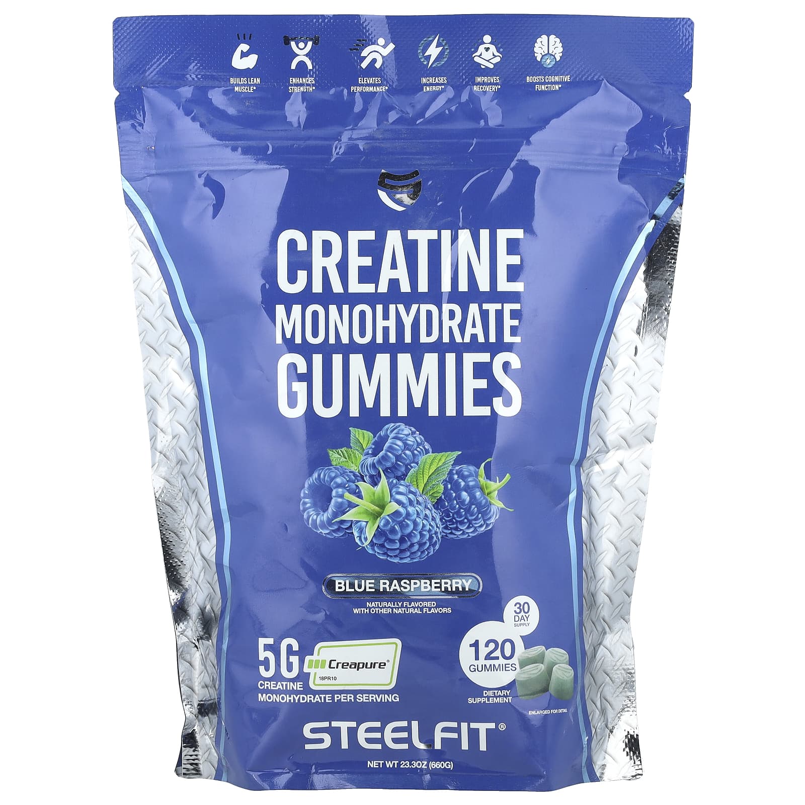 

Creatine Monohydrate Gummies, Blue Raspberry, 120 Gummies