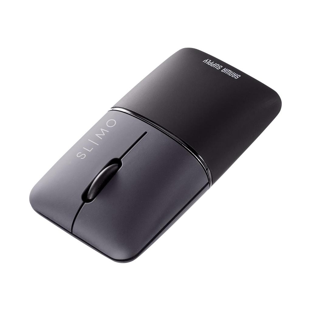 Sanwa Supply MA-BBS310BK Silent Bluetooth Blue LED Mouse, Slim, Rechargeable, Black