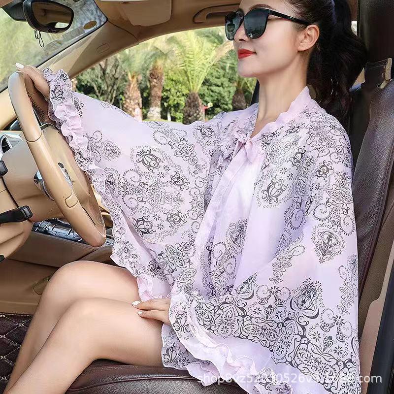 Women's Stylish Chiffon Lace Sun Protection Shawl: Versatile Summer Cape for Driving and Riding