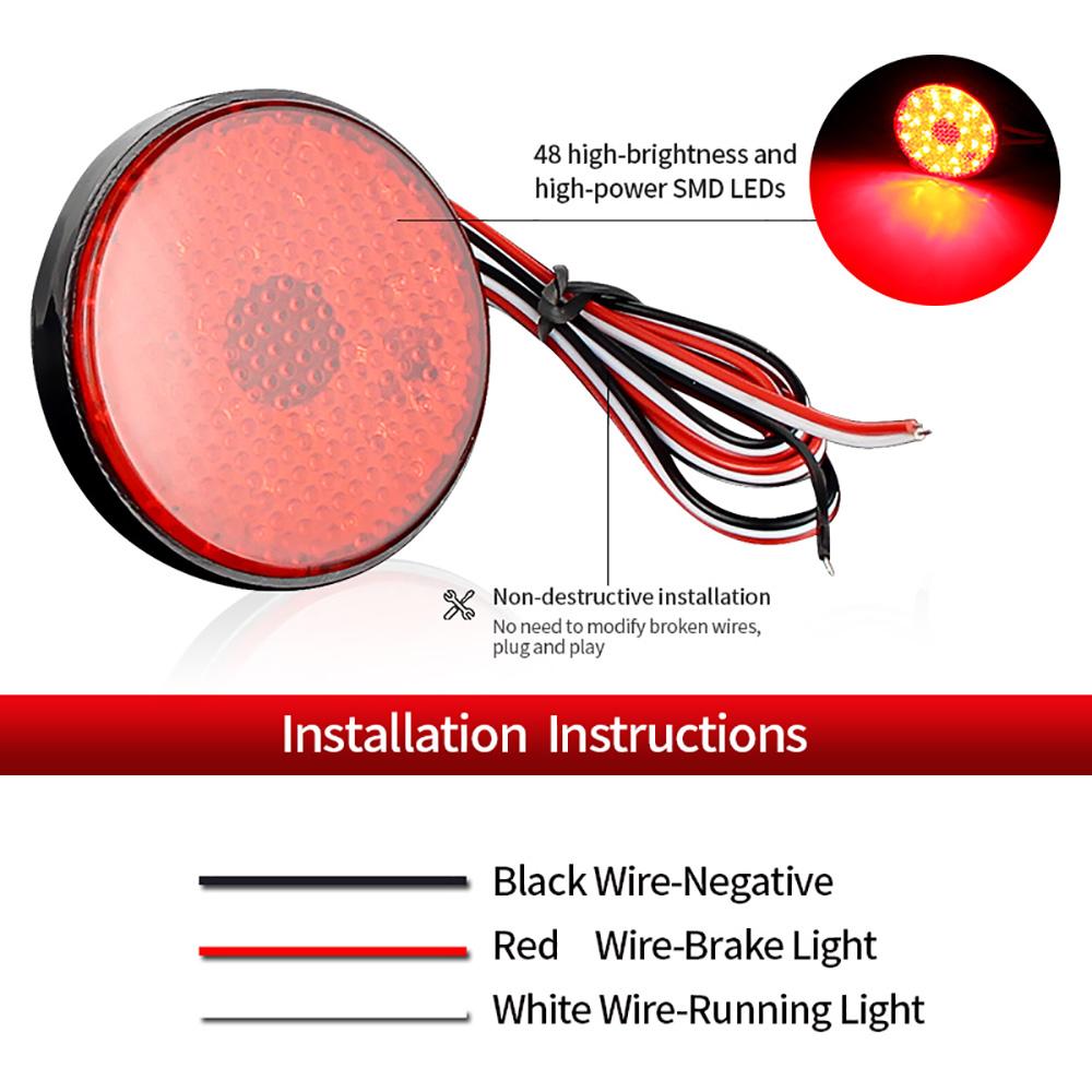 2pcs Tail Stop Brake Lamp LED Rear Bumper Reflector Light For Toyota Highlander 2008 2009 2010 Sequoia ZRR70 Noah Voxy Red Lens