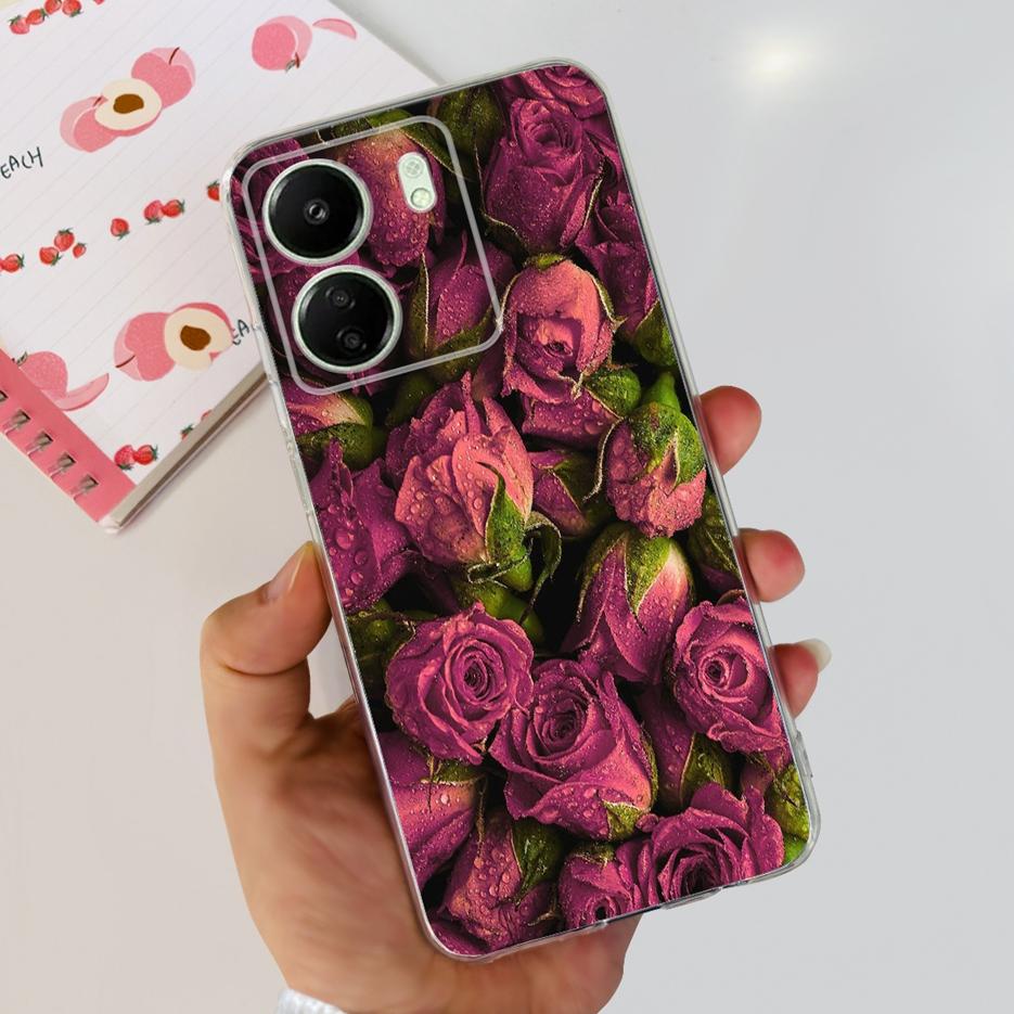 For Xiaomi Poco C65 Case Cute Cat Butterfly Cover Soft TPU Phone Case For Xiaomi Redmi 13C Redmi13C PocoC65 Fundas 6.74'' Bumper