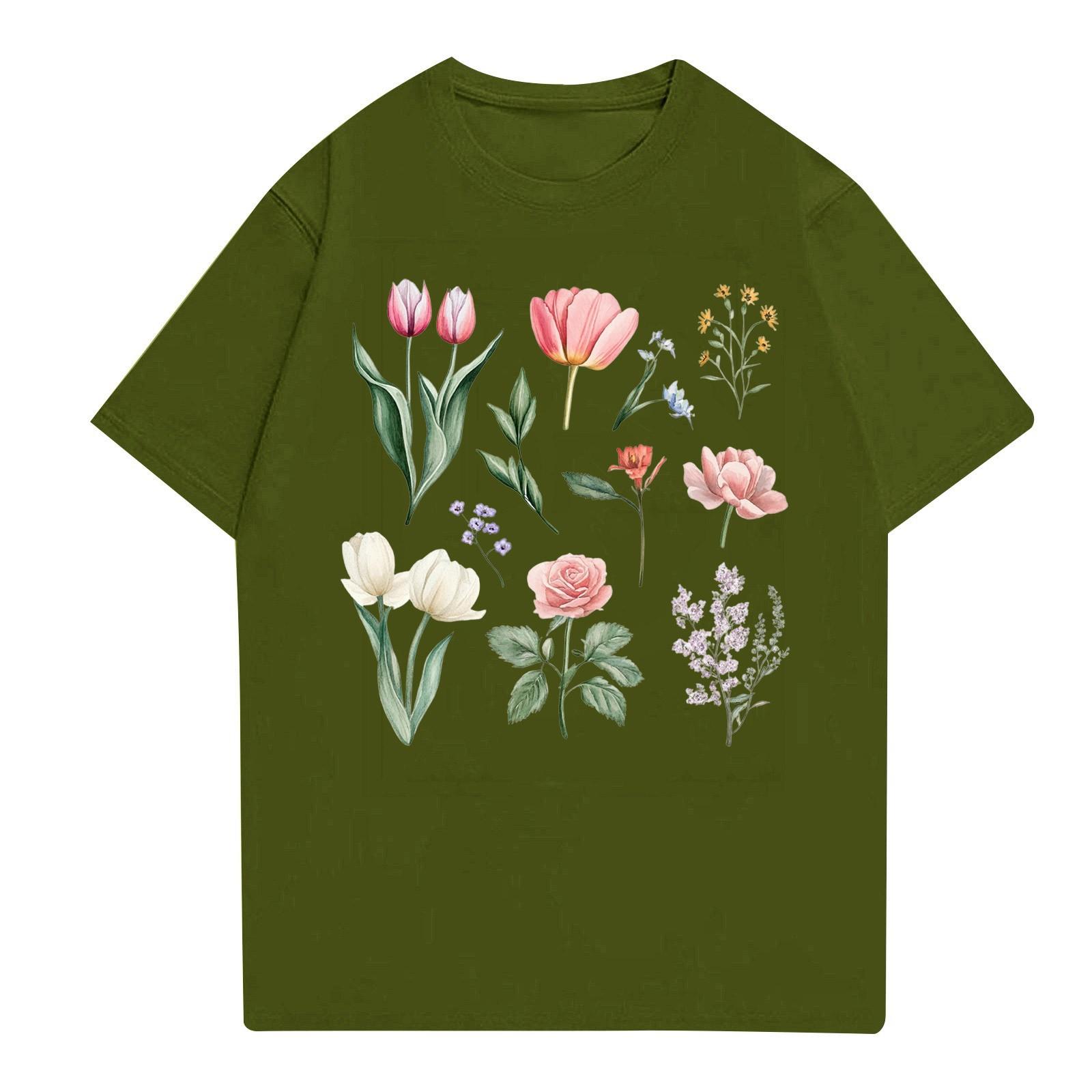 

Женская мода повседневная футболка с круглым вырезом и короткими рукавами, топ, футболка, топ L армия зеленый