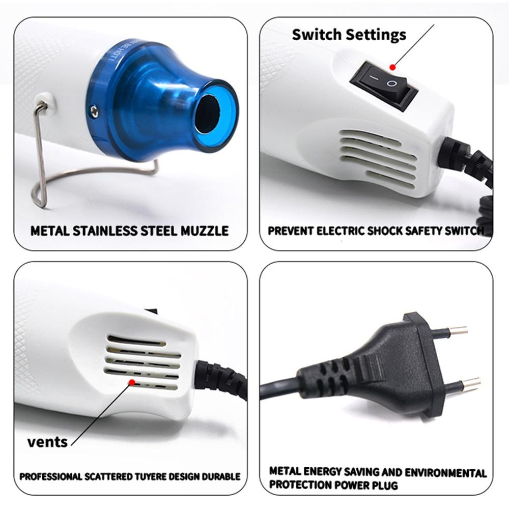 DIY Heat Gun 110V/220V 300W Electric Power Tool Hot Air Gun with Support Seat Temperature Control Shrink Tool
