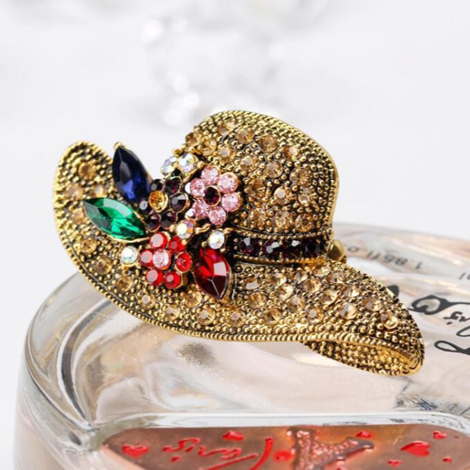 

Diamond-studded Sun Hat Alloy Brooch, Antique Gold Brooch, Versatile And Elegant Fashion Accessories One Size