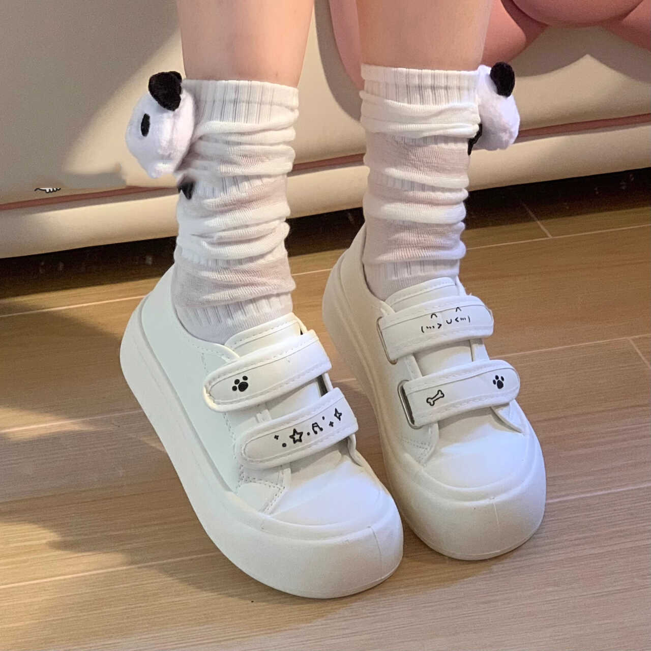 Board shoes spring new shoes platform Velcro casual sports bread shoes 35