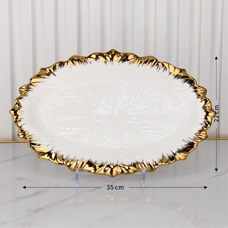 Golden Edged Ceramic Dining Plate Western Steak Plate Sushi Plates Dessert Bowl Sashimi Plates Fruit Dish Salad Bowl Soup Bowls