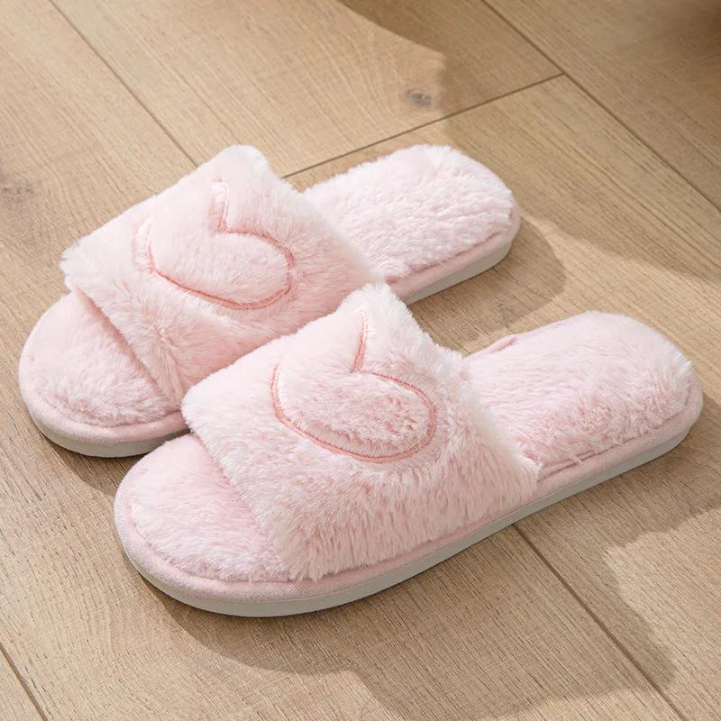 Fashion Fluffy Women's Slippers Home Plush Luxury Designer Woman Shoes Flat Autumn Winter Love Fashion Casual Footwear Fuzzy Fur Slides