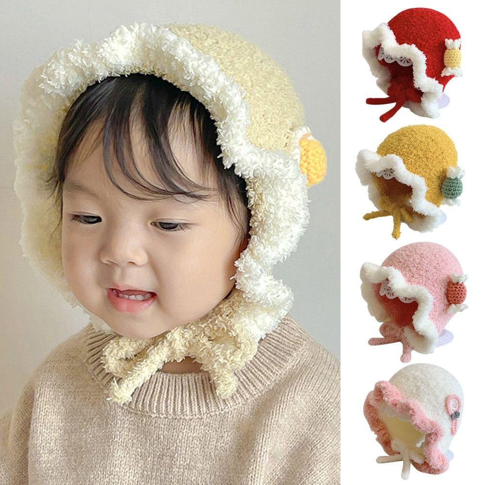 

Тепла дитяча шапочка Вітрозахисна шапка для захисту вух для дівчинки Мила дитяча вовняна шапочка Зимова жовтий