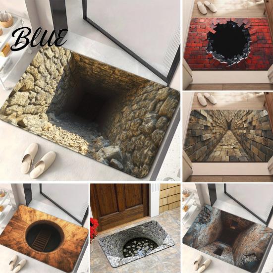 Moisture Absorbing Mat Velvet Water Hole Illusion with Realistic 3D Floor Non-Slip Crystal Absorbent Rug