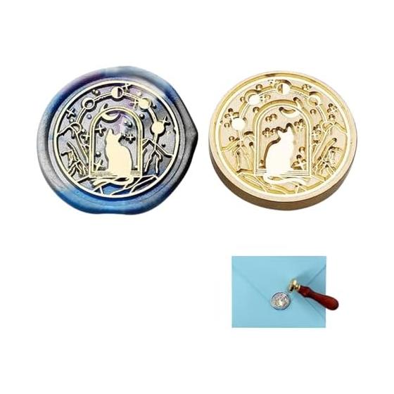 TVETE Stamp Head Sealing Stamp Head Mini Sealing Stamp Cat [25mm] Sealing Stamp Cat Sealing Wax Stamp Cat Star Mystery Cute 3D Envelope Notebook Cute