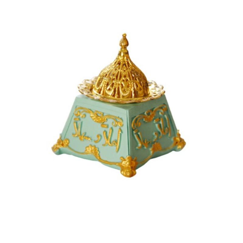 Trapezoidal Classical Incense Burner Gold Metal Combination Incense Burner Classical Retro Style Aromatherapy Burner