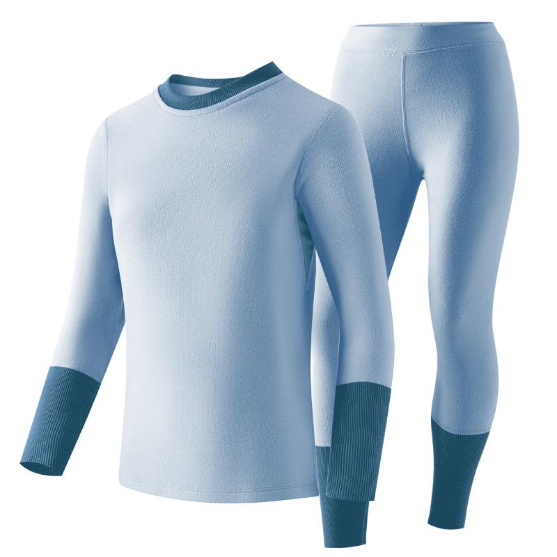 

2025 Children s Windproof & Warm Ribbed Long-Sleeve & Pants Set - Baby Class A Autumn Wear 130 синій