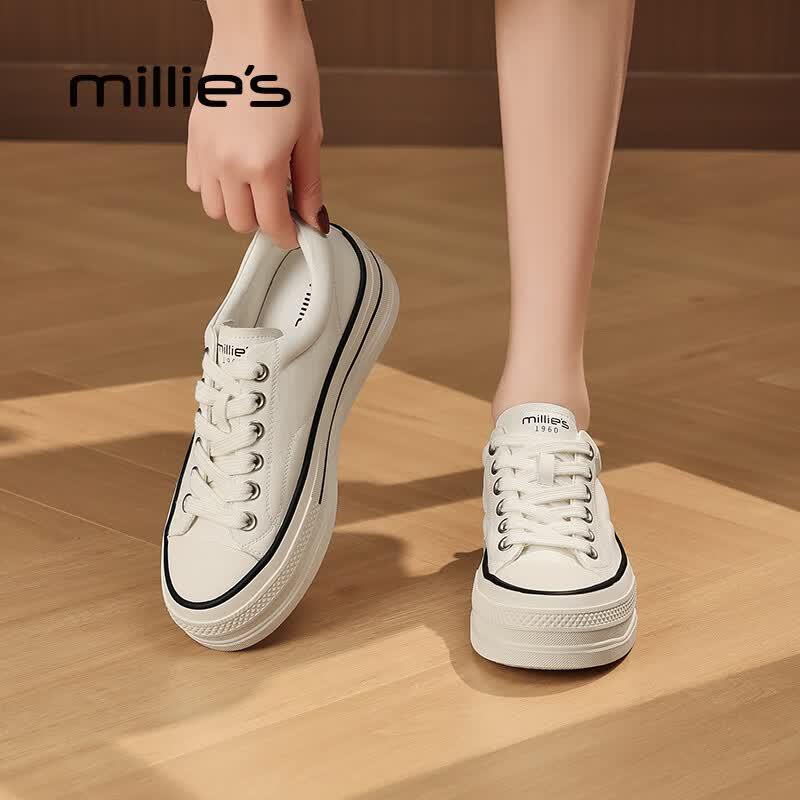 Millies Women s Leather Casual White Sneakers 38