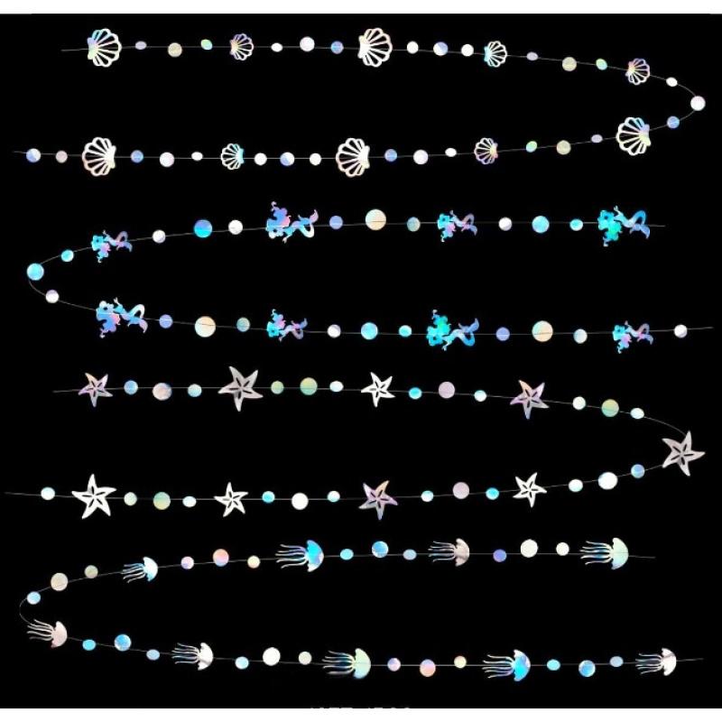 1/4pcs Ocean Series Mermaid Shell Latte Art Hanging Ornament Birthday Party Packaging Hanging Ornament