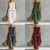Tuta da donna estiva senza maniche a blocchi di colore con tasche e inserti per abbigliamento casual