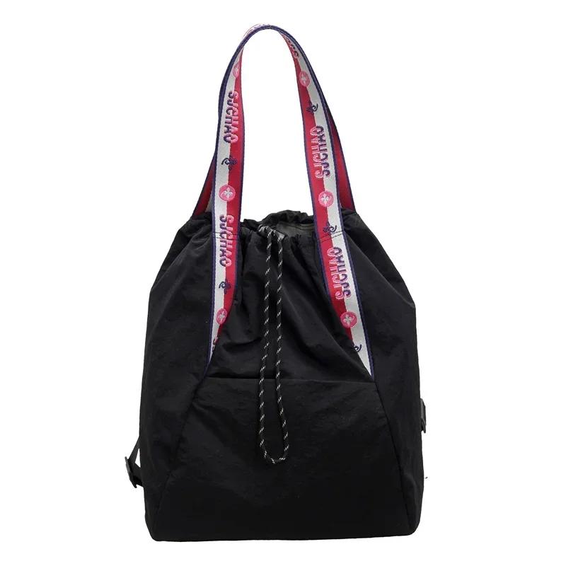 Große Kapazität Solid String Nylon Umhängetasche für Damen Bunte Riemen Rucksack Modetaschen
